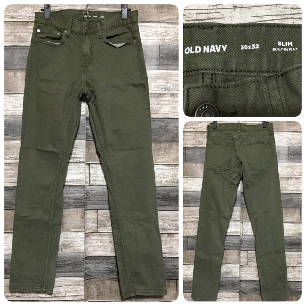 Old Navy Slim Jeans Men’s 30x32 Olive Green Built In Flex Denim